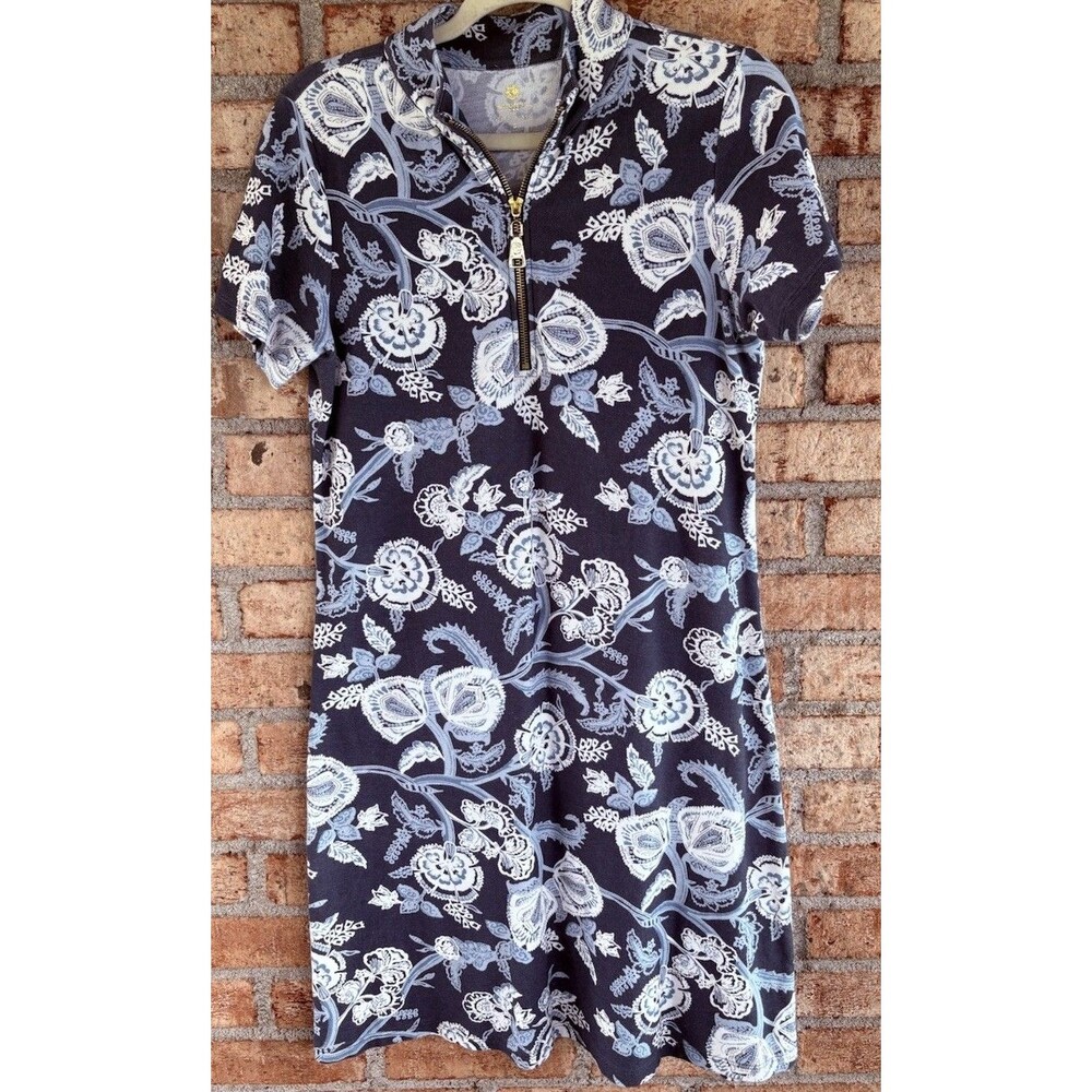 Spartina 449 Jersey Dress  Blue Floral 100% Cotton Size Small